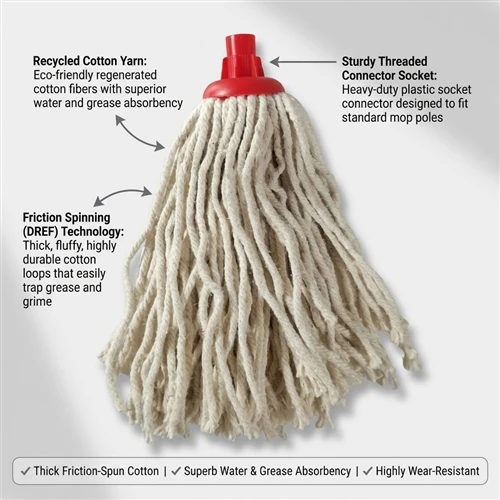 How do I clean a cotton mop head that has been used with bleach?