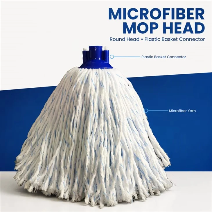 Wet Mop Head Microfiber Twist Yarn Round Plastic Basket Connector